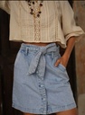 Falda denim con cinturón